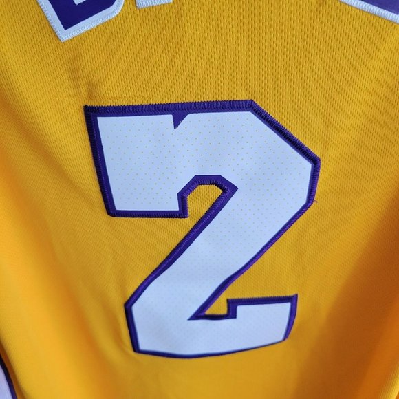 Nike LA Lakers Basketball Jersey GOLD Size 50 Large Length+4 Lonzo Ball #2 - Picture 10 of 12